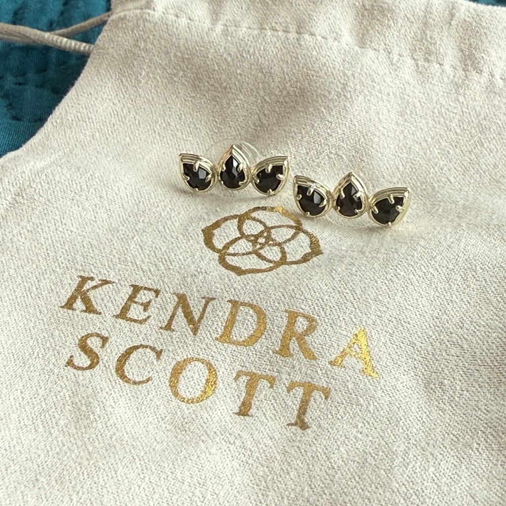 Kendra Scott earrings - studs - black & light gold